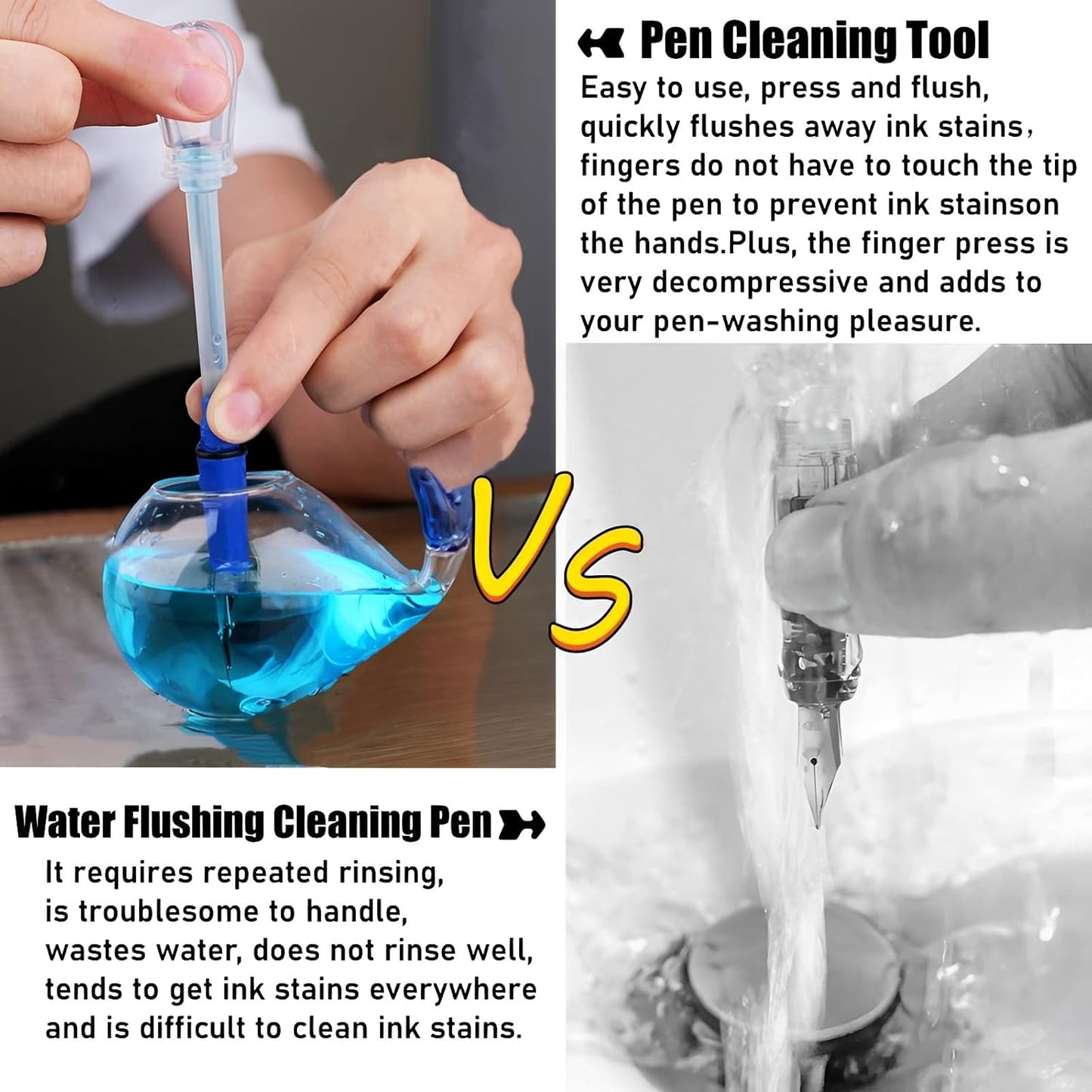 Fountain Pen Cleaning Kit,New Efficient Pen Nibs Cleaner,Suitable for Cleaning Fountain Parker,Lamy,Platinum,Sailor,Pilot-4.9mm