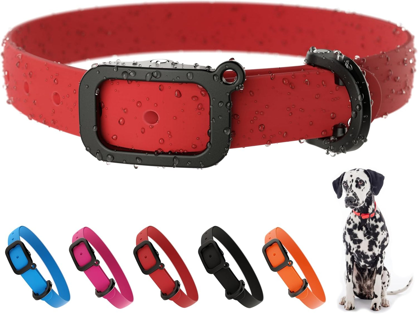 Waterproof Dog Collar - Durable, Comfortable and Adjustable Silicone Dog Collar with Wear Resistant Buckle and ID Tag Ring for Small Dogs by Nuvuq (Black, Small)