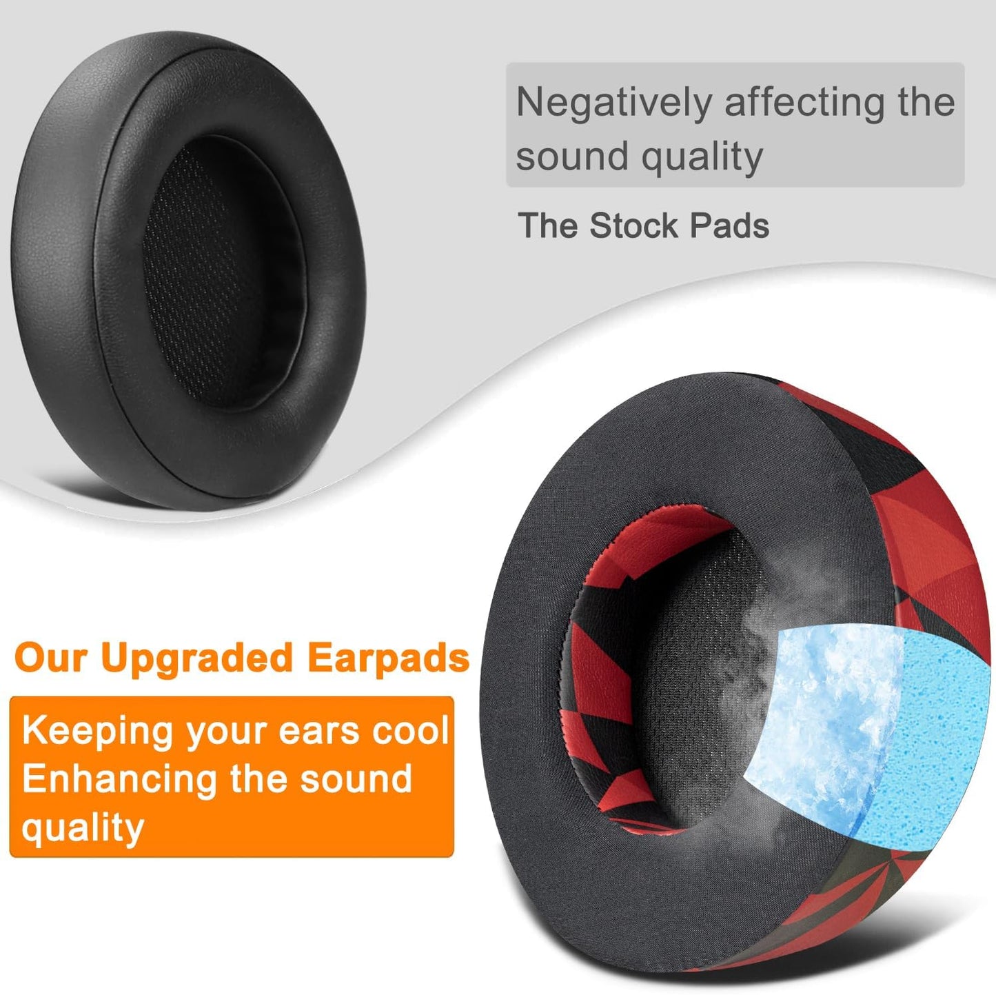 SOULWIT Cooling Gel Ear Pads Replacement for Corsair Virtuoso RGB Wireless XT SE Gaming Headset, Earpads Cushions with High-Density Noise Isolation Foam, Added Thickness - Black