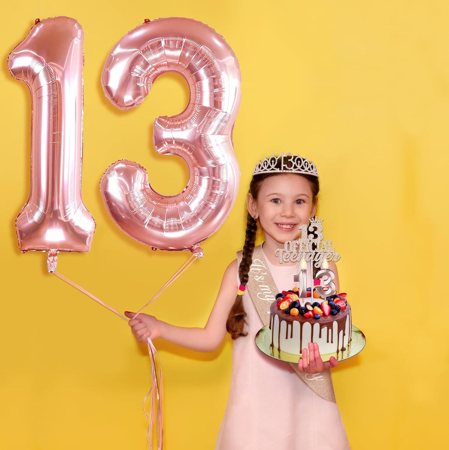 65th Birthday Decorations for Women, Including 65th Birthday Sash and Crown, Cake Topper and Candles, Number Balloons Rose Gold, 65 Year Old Gifts for Women