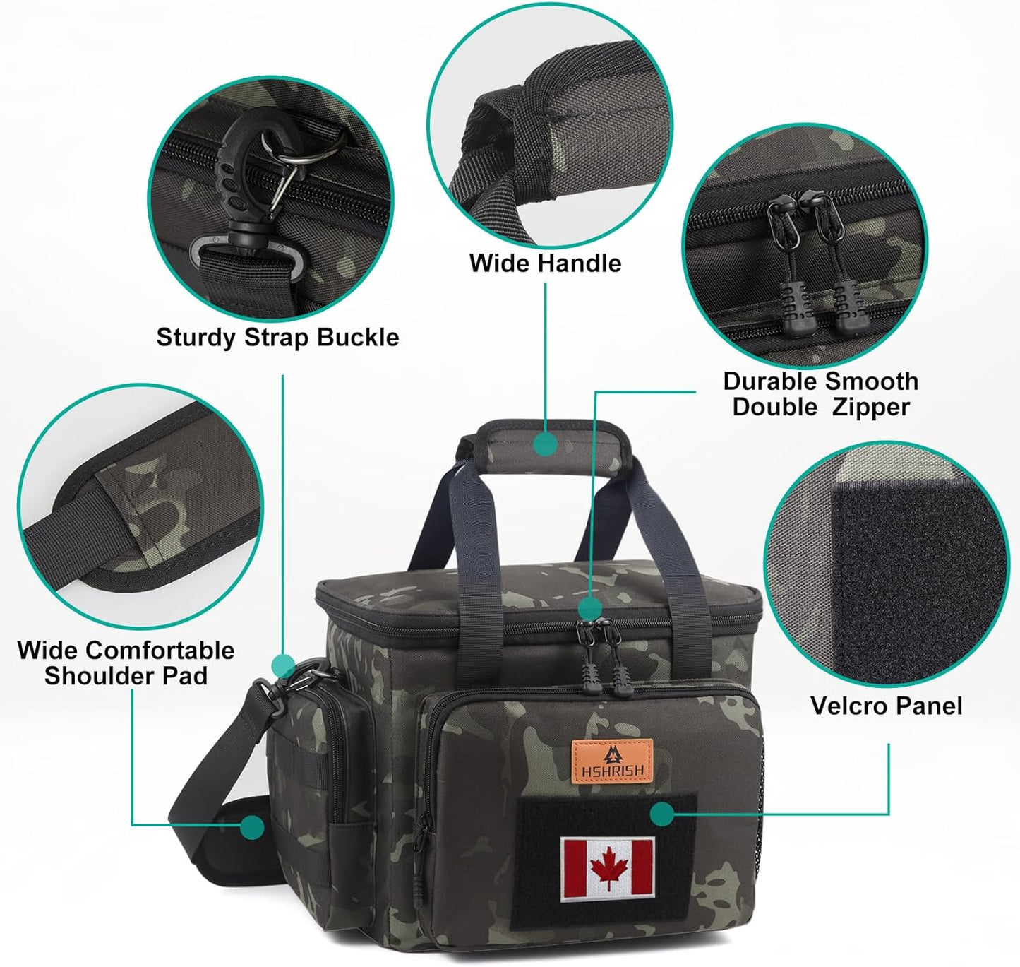 HSHRISH Tactical Large Lunch Bag for Men,Leakproof Insulated Lunch Box, Durable Soft Cooler Bag with Shoulder Strap Lunch Pail for Work Shifts Outdoor