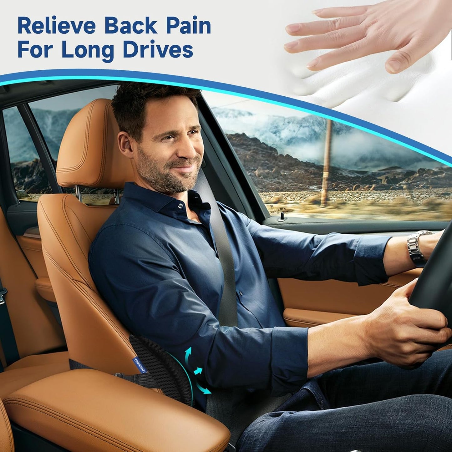 Gel Lumbar Support for Office Chair Back Support for Lower Back Pain Relief Cooling Chair Back Support Cushion Improves Posture Back Rest Memory Foam Back Support Pillow for Gaming Chair, Driving Seat