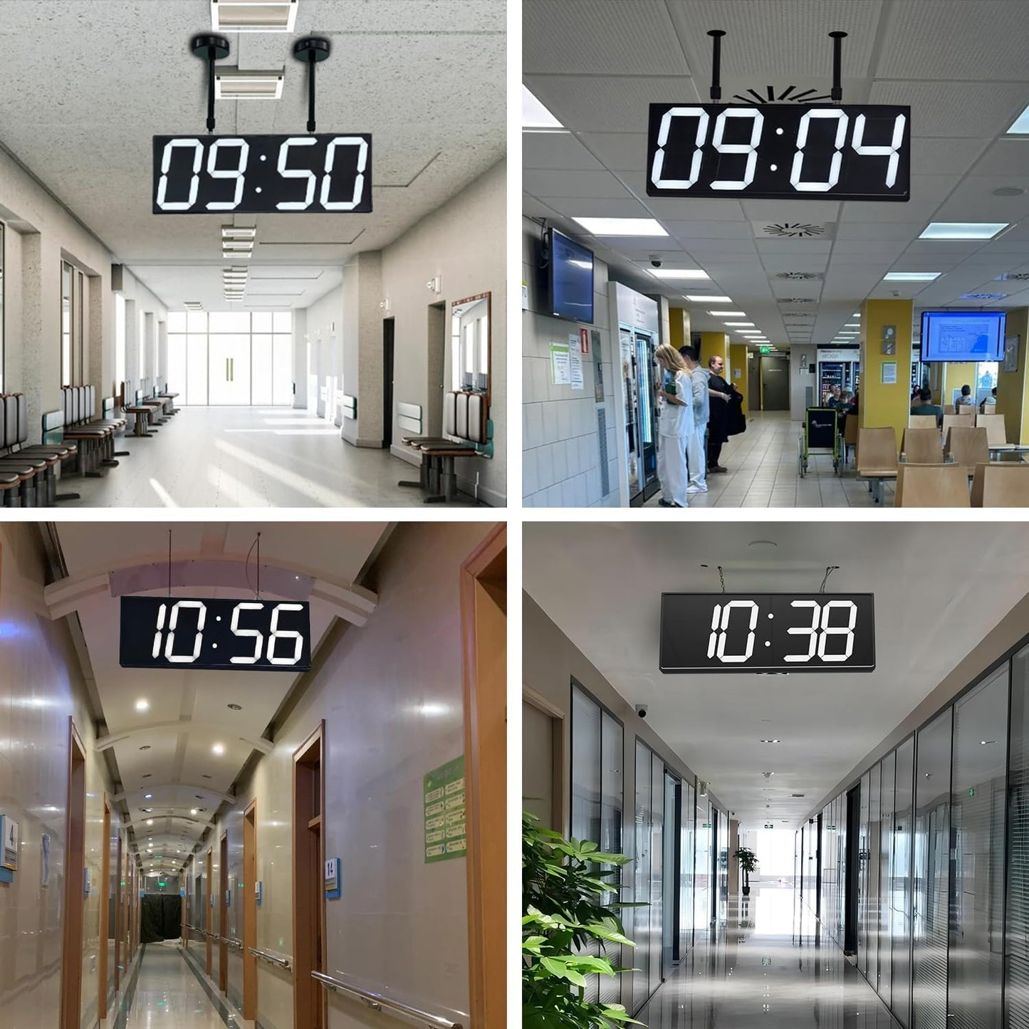 CHKOSDA Digital Wall Clock with Double Sided Display, Large Digital Clock with Timer,Alarm,Temperature and Date,Two Faced Hanging Wall Clock with 6''Number (White)