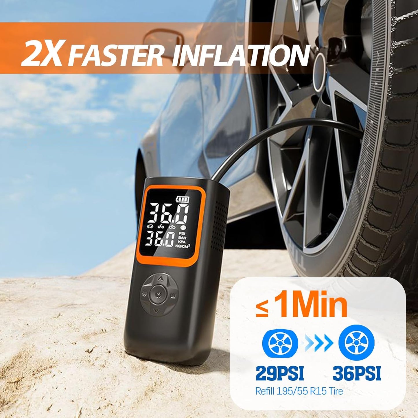 Purilite Select High-Capacity Cordless Tire Inflator – Inflate. Power. Go.