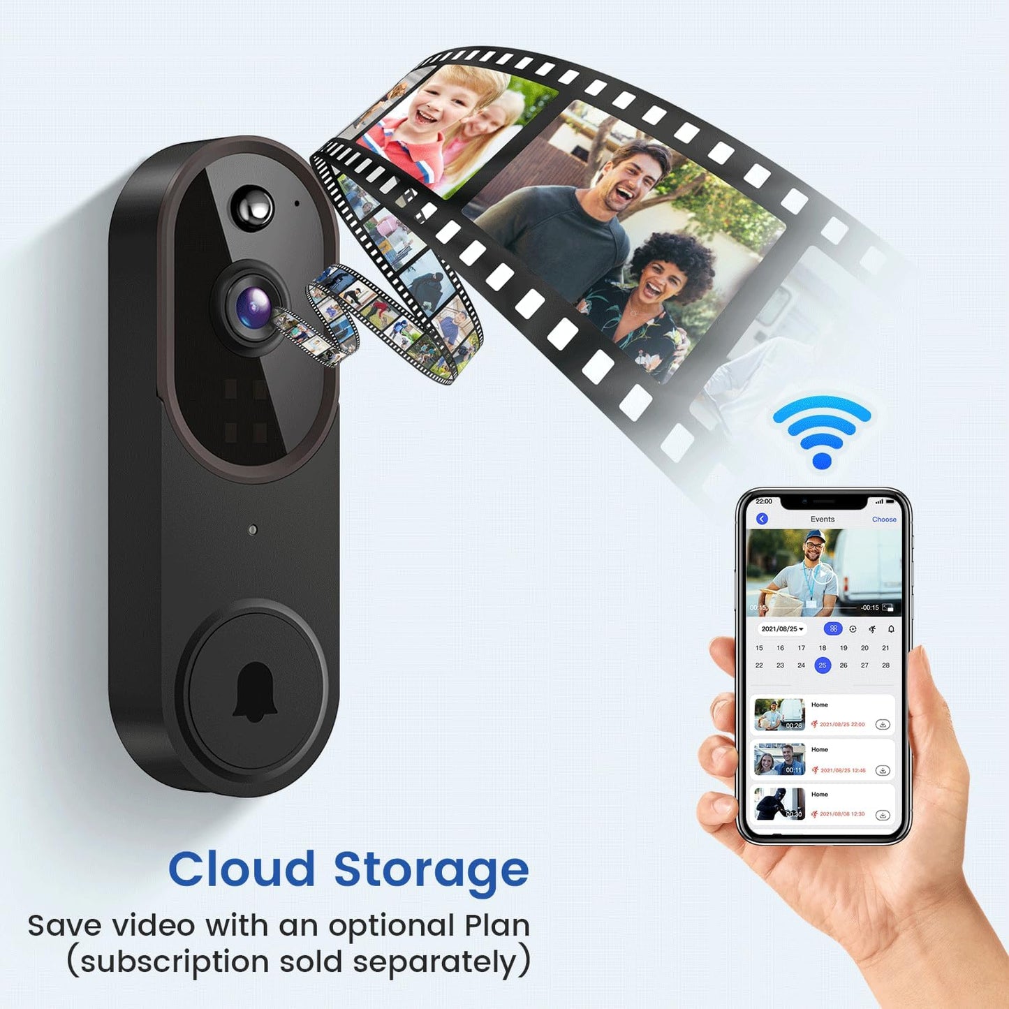 Occuwave 1080P Video Doorbell Camera Wireless with Chime Ringer, Cloud Storage, Live Image, 2-Way Audio, Night Vision, 2.4Ghz WiFi, Indoor Surveillance, Real-Time Alert (Brown+Black)