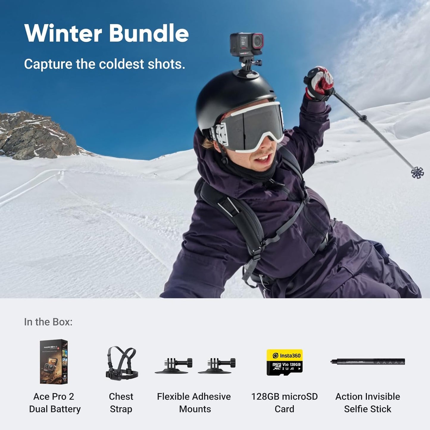 Insta360 Ace Pro 2 Get-Set Bundle- 8K Waterproof Action Camera Co-Engineered with Leica, 1/1.3" Sensor, Dual AI Chip, Leading Low Light, Superior Audio, Flip Screen & AI Editing, Dual Battery