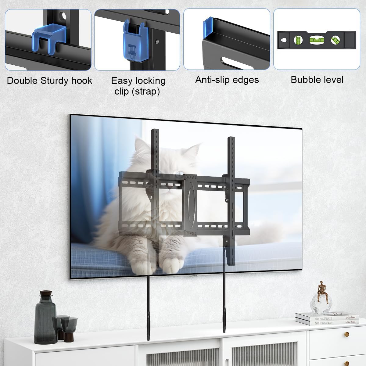 Suptek Tilt TV Wall Mount Bracket for Most 26-60 inch LED, LCD and Plasma TV, Mount with Max 400x400mm VESA and 99lbs Loading Capacity, Fits Studs 16" Apart, Low Profile with Bubble Level