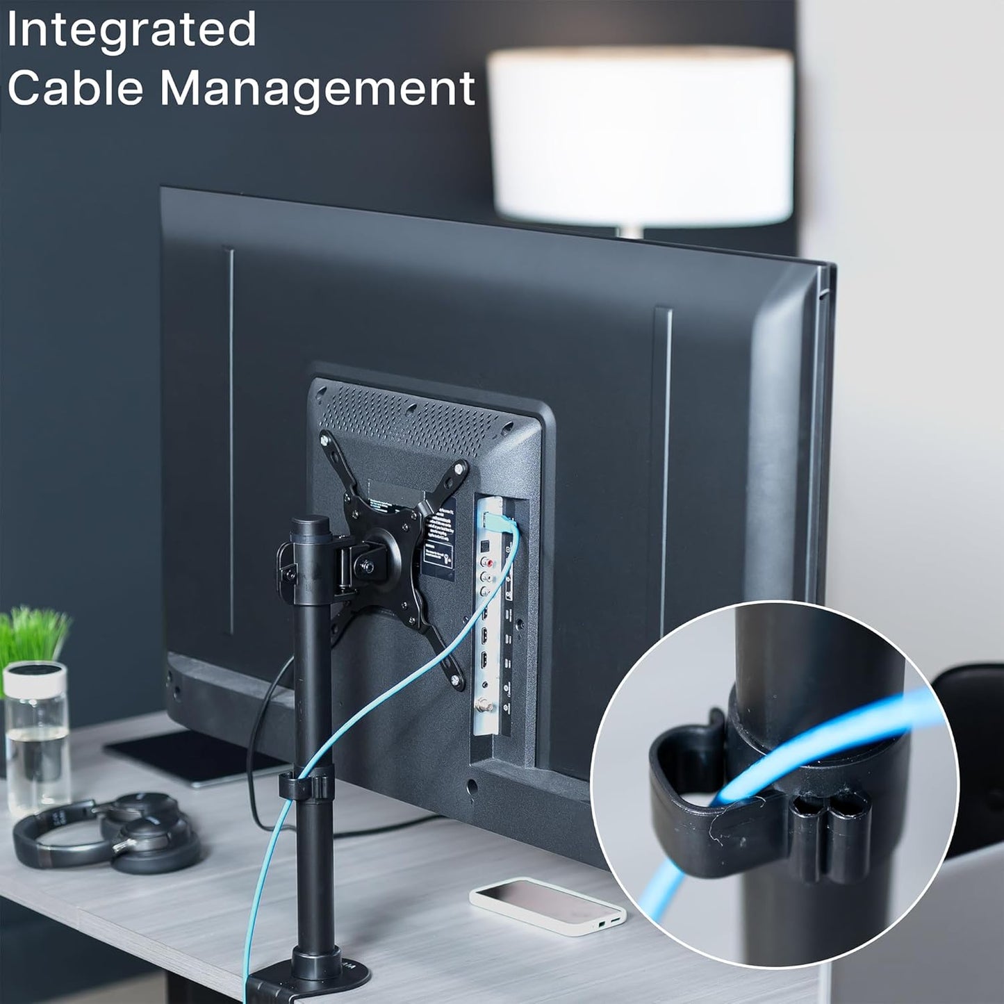VIVO Ultra Wide TV Desk Mount for up to 55 inch Screens Weighing 29.9kg, Full Motion Height Adjustable Single Television Stand, Black, STAND-V155C