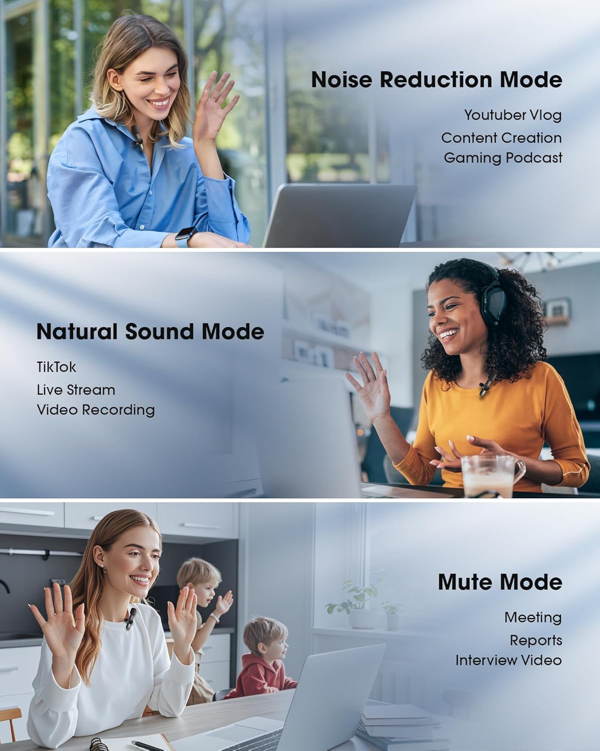 CKOKC Wireless Microphone for iPhone - Android Phone and Laptop PC, USB Microphones for Podcasting, Lavalier Microphone for Interview Video Vlog YouTube