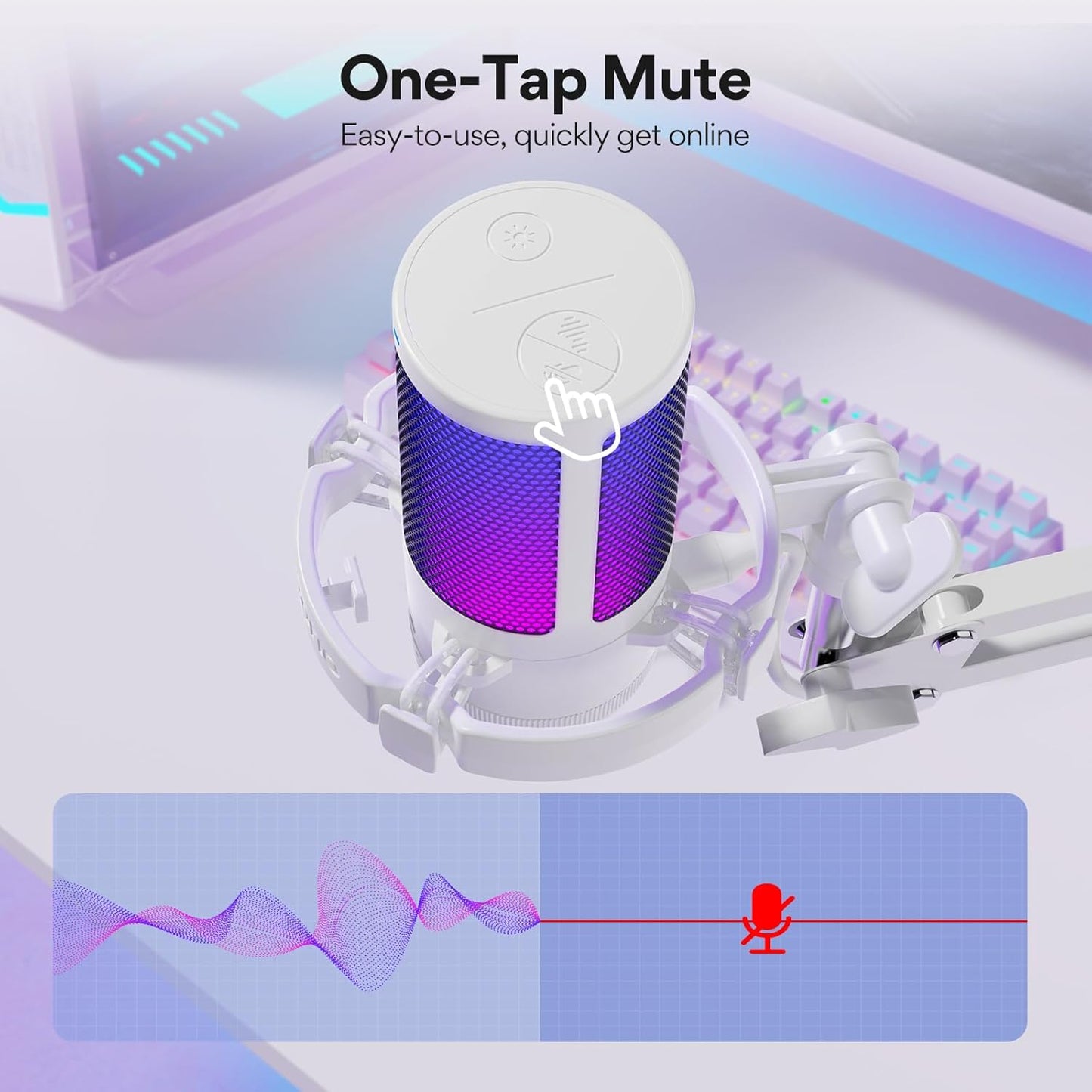 MAONO Gaming USB Microphone, Noise Cancellation Condenser mic with Mute, Gain, Monitoring, Boom Arm for Streaming, Podcast, Vocal, Twitch, YouTube, Discord, PC, Computer, PS4, PS5, Mac, DGM20S