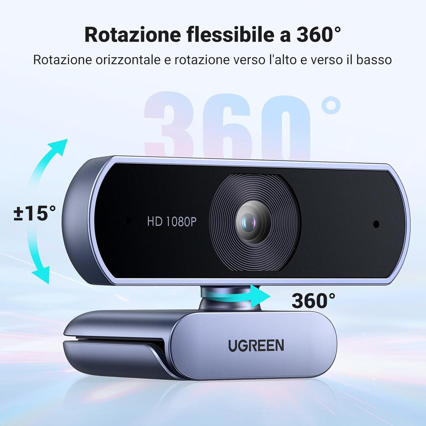 UGREEN 1080P Webcam with 2 Noise-Canceling Microphones, Live Streaming Web Camera, HD Auto Light Correction, USB-A Computer Camera for Zoom/Skype/Teams, Conferencing & Video Calling, PC/Mac/Laptop