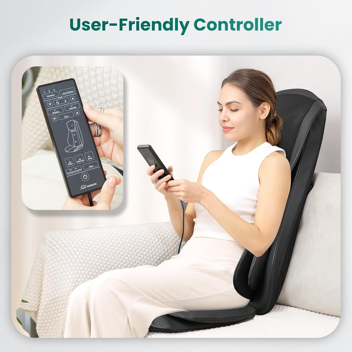 Snailax Shiatsu Neck and Back Massager with Heat Compression, Electric Massage Chair Pad for Neck Back, Massage Chair Full Body for Home Office Use, Gifts for Men, Women
