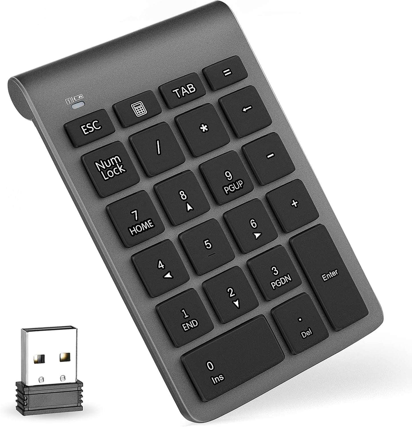 Wireless Number Pad, Portable 2.4Ghz USB 10 Keys Financial Accounting Numeric Keypad Data Entry Numpad for Laptop, PC, Desktop