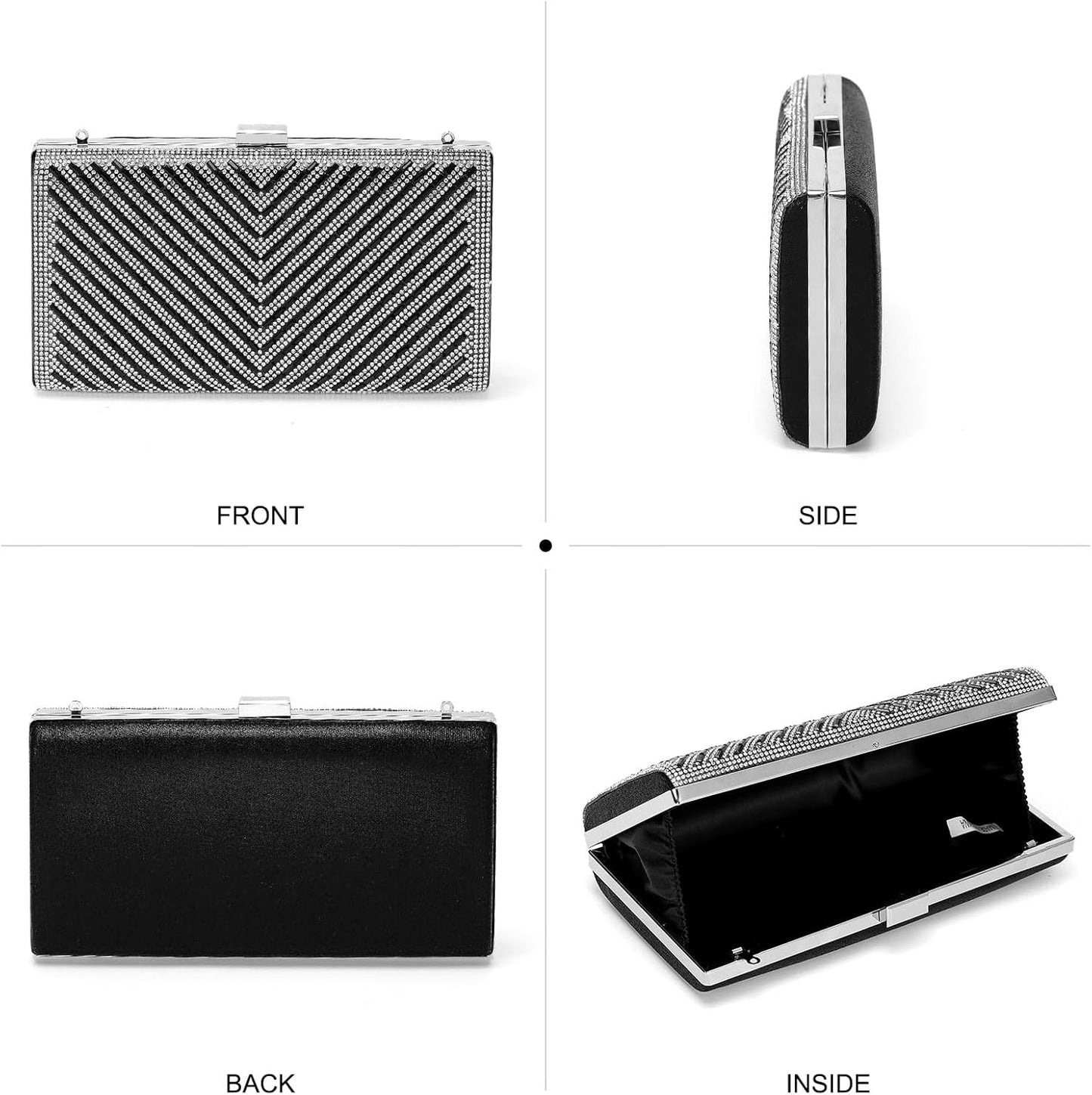 DTGN Evening Bags Clutch Purses for Women Formal, Crossbody Handbags Rhinestone Sequins Clasp Purse for Wedding Guest Party