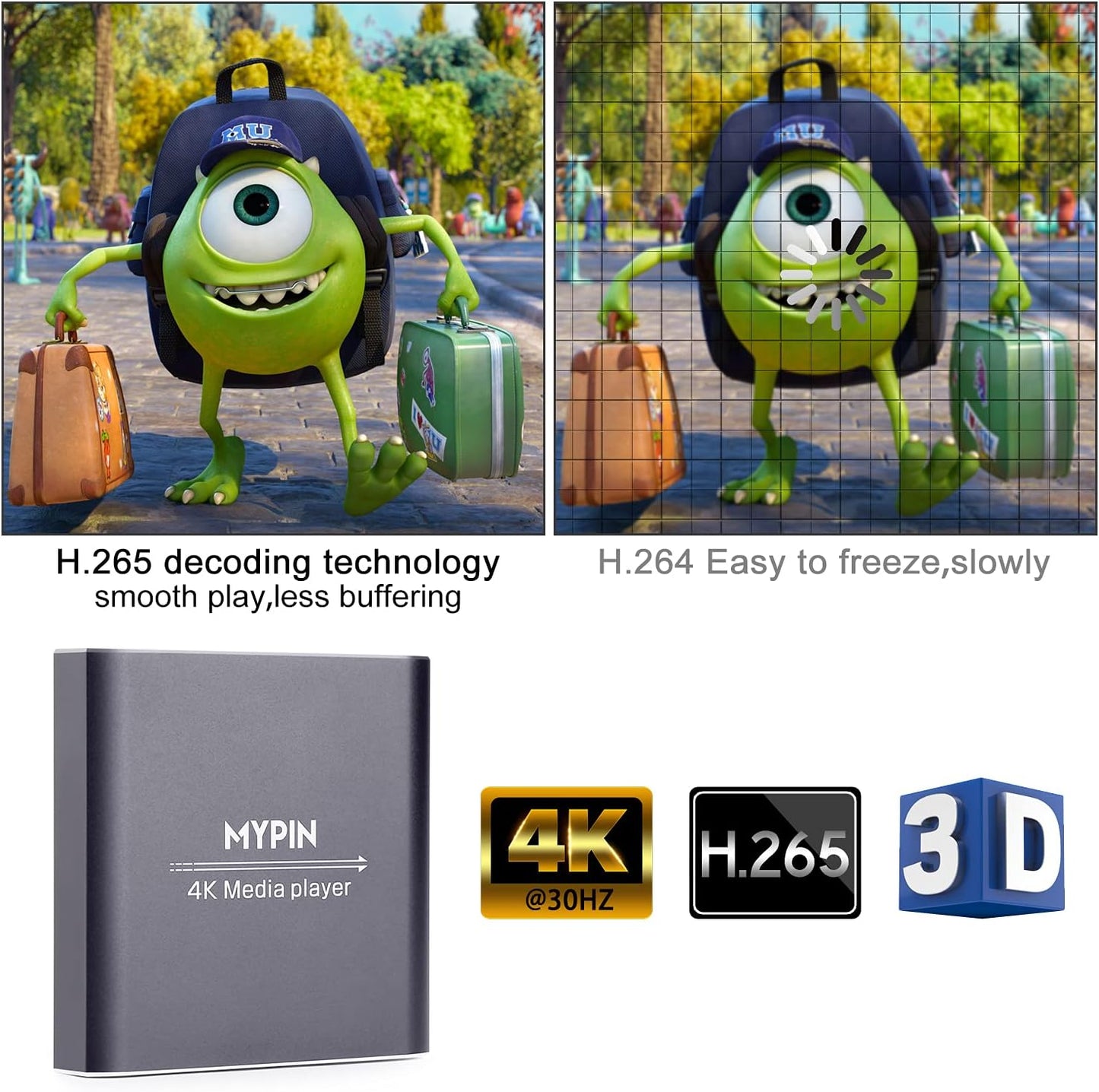 4K Media Player with Remote Control,Digital MP4 Player for 8TB HDD/USB Drive/TF Card/H.265 MP4 PPT MKV AVI Support HDMI/AV/Optical Out and USB Mouse/Keyboard-HDMI up to 7.1 Surround Sound…
