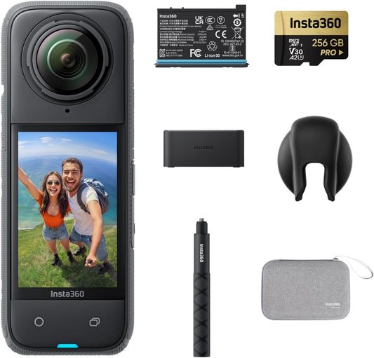 Insta360 X4 Endurance Bundle - 8K Waterproof 360 Action Camera, 4K Wide-Angle Video, Invisible Selfie Stick, Removable Lens Guards, 135 Min Battery Life, AI Editing, Stabilization, for Sports, Travel - PuriLite
