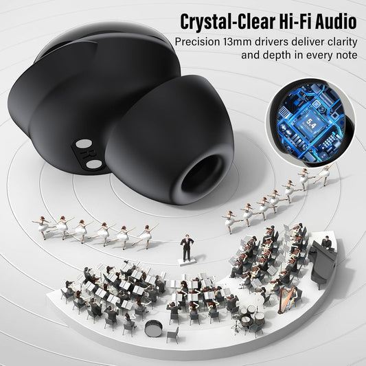 VEKJ Sleep Earbuds, Bluetooth 5.4 Mini Wireless Ear Euds with Multifunctional Touch Screen, 48H Bass Stereo Headphones with Sleep Mode/5 EQ Modes/ENC Noise Cancelling, IPX7 Earphones for iOS Android - PuriLite
