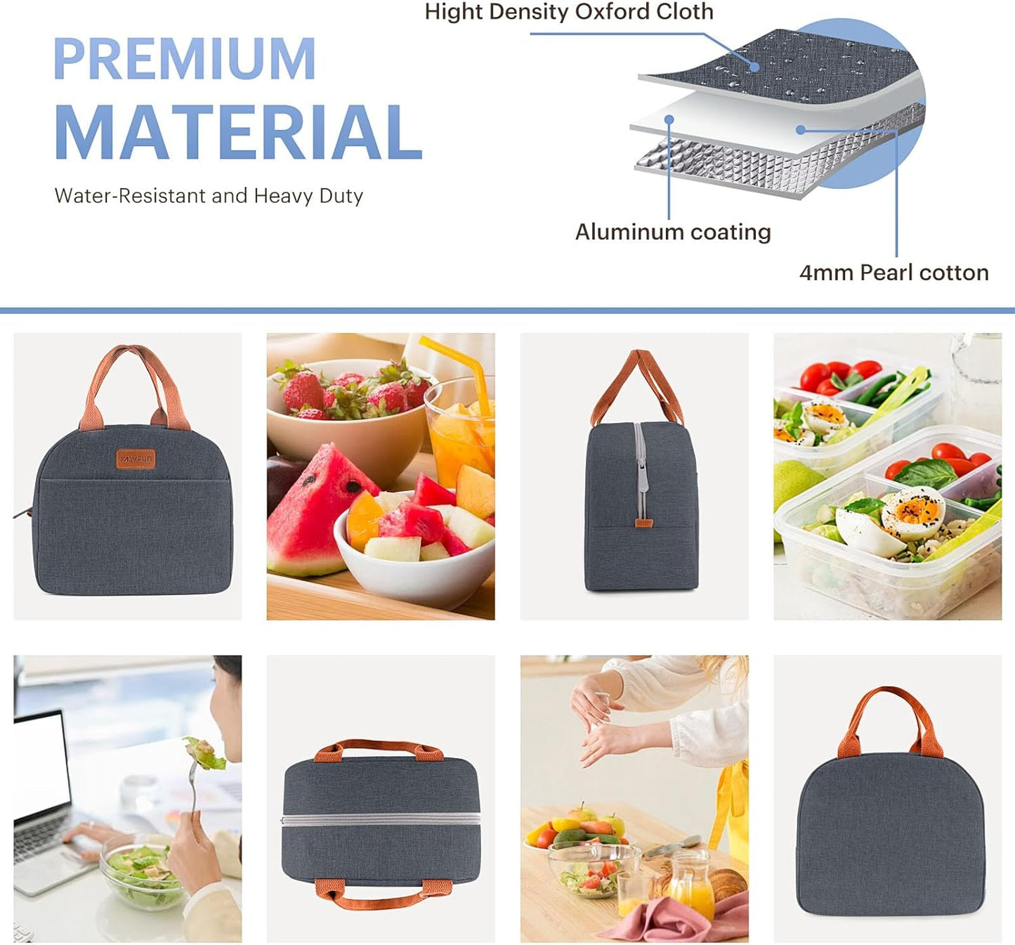 Lunch Bag for Women & Men Adult Insulated Lunch Box, Small Leakproof Cooler Food Lunch Containers Reusable High Capacity Lunch Tote Bags for Work, Travel, Outdoor