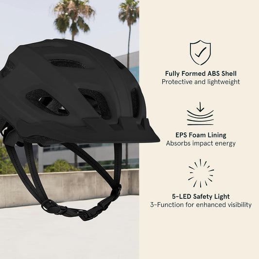 Retrospec cm-4 Bike Helmet with LED Safety Light Adjustable Dial and Removable Visor - PuriLite
