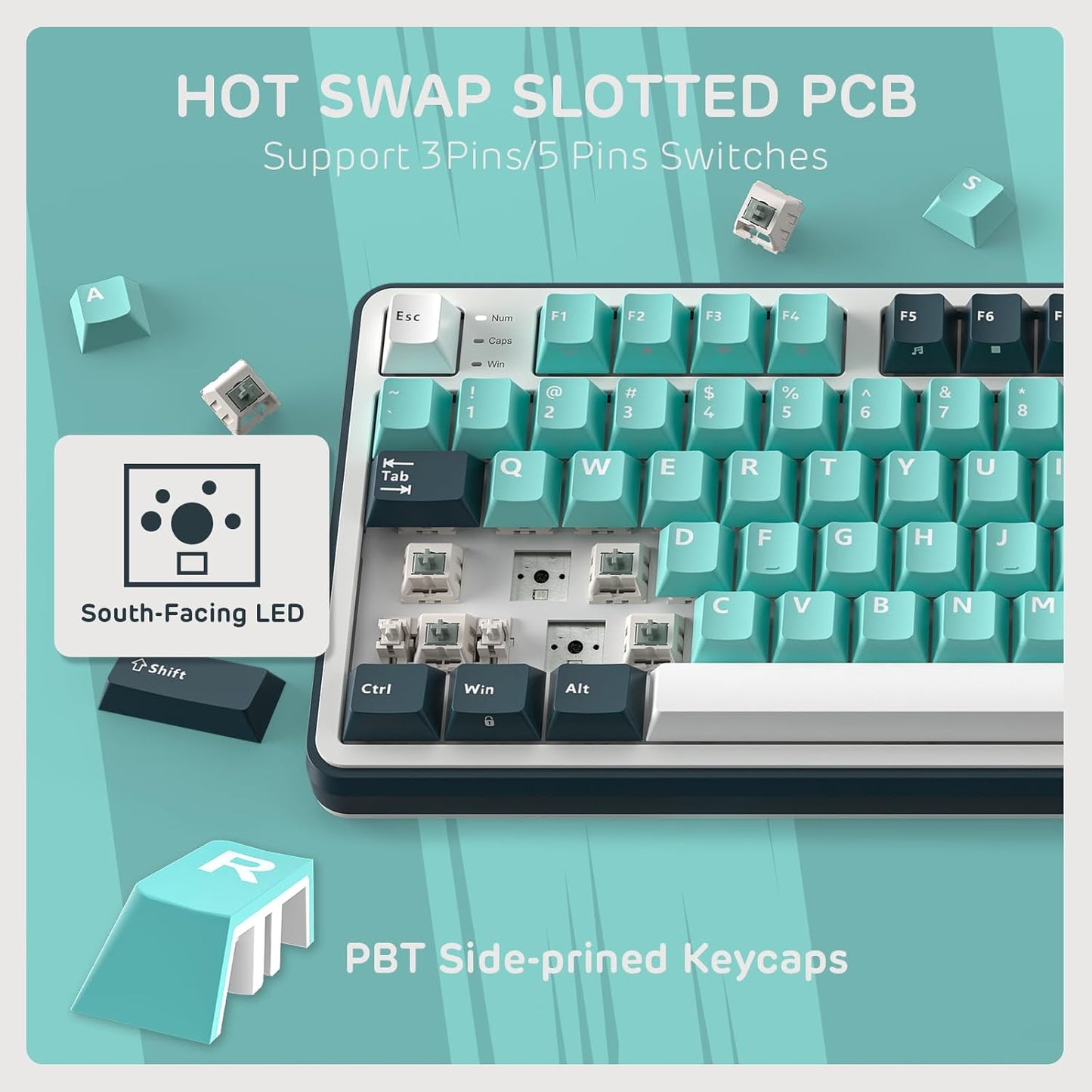 RK ROYAL KLUDGE S98 Mechanical Keyboard w/Smart Display & Knob, Top Mount 96% Wireless Mechanical Keyboard BT/2.4G/USB-C, Hot Swappable, Software Support, Massive Battery, 98 Keys
