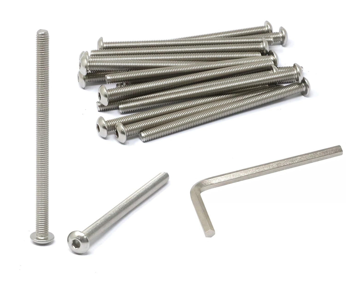 iexcell 50 Pcs M6 x 20mm Thread Pitch 1 mm Stainless Steel 304 Hex Socket Button Head Cap Screws Bolts Kit