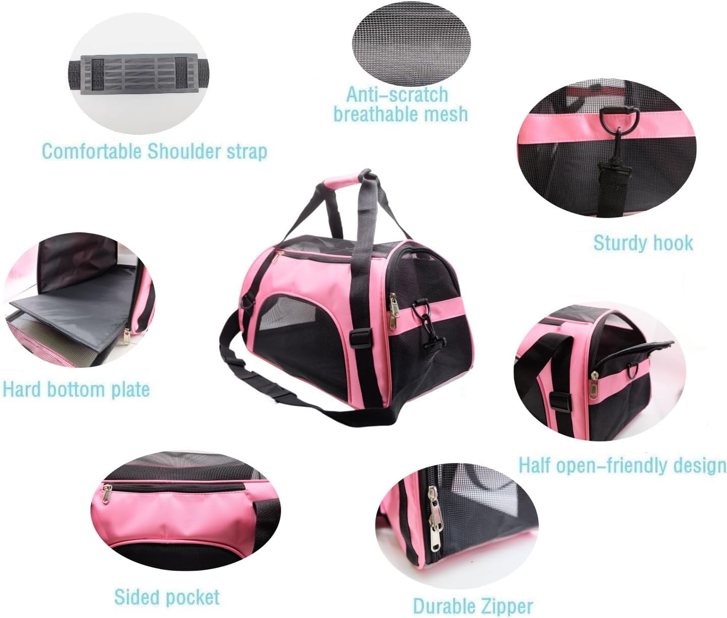 ZaneSun Cat Carrier,Soft-Sided Pet Travel Carrier for Cats,Dogs Puppy Comfort Portable Foldable Pet Bag Airline Approved (Small Rosered)