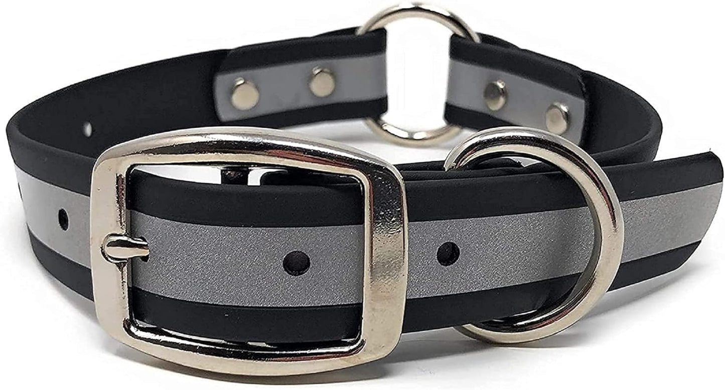 Regal Dog Products Large Pink Heavy Duty Reflective Dog Collar with Center Ring, Metal Buckle and D Ring | Anti-Odor Adjustable Biothane Waterproof Dog Collar | Other Sizes for Small & Medium Dogs