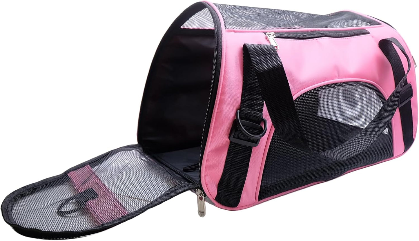 ZaneSun Cat Carrier,Soft-Sided Pet Travel Carrier for Cats,Dogs Puppy Comfort Portable Foldable Pet Bag Airline Approved (Small Rosered)
