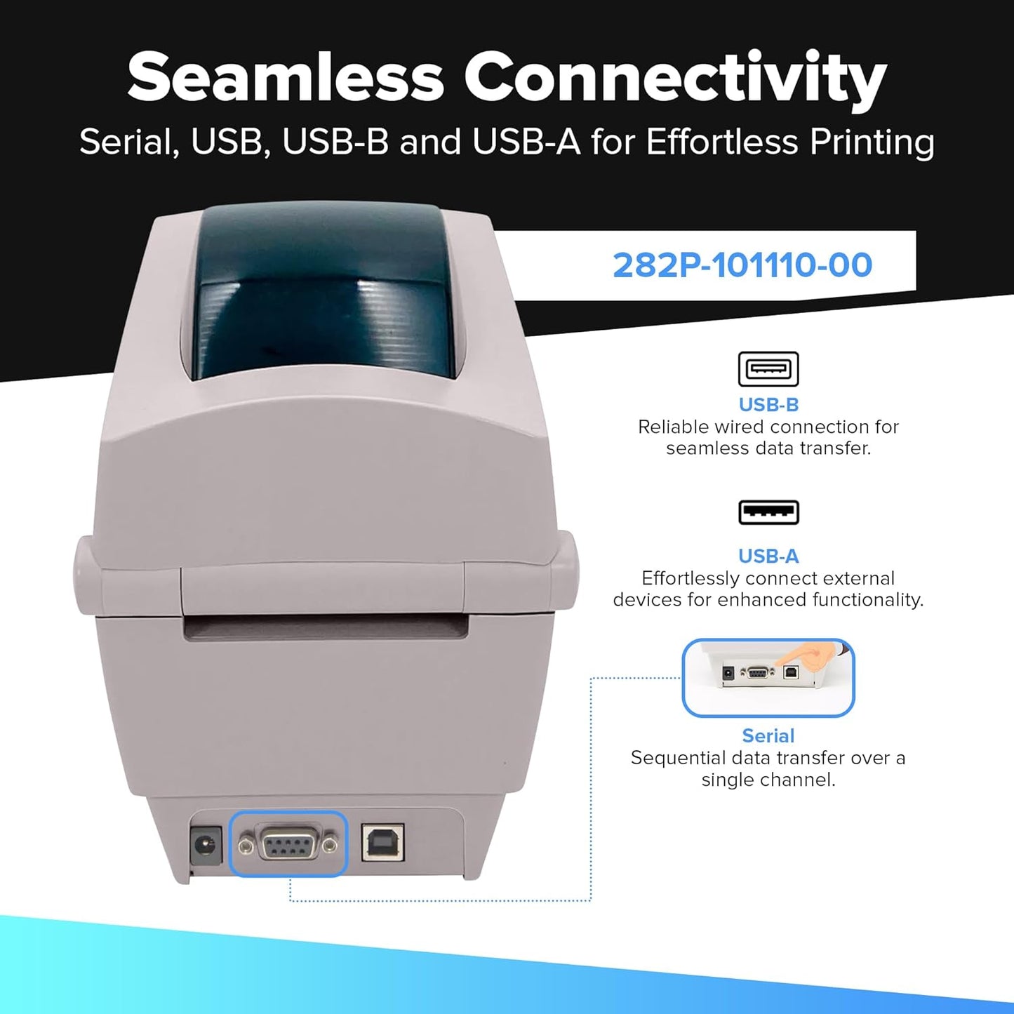 JetSet Label Zebra TLP 2824 Plus Thermal Transfer Desktop Monochrome Printer | 2 in Width | Serial & USB Port Connectivity 282P-101110-00 | Include Jetset Software
