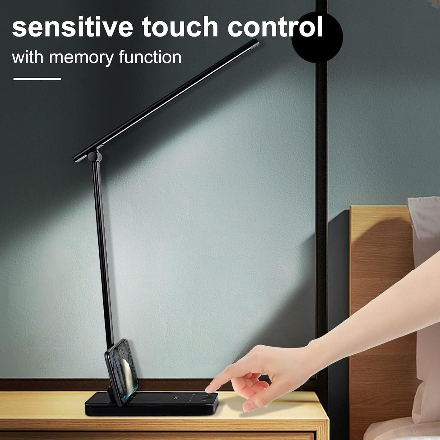 Semlos LED Desk Lamp for Home Office, Eye-Caring Table Light, 25 Lighting Modes, 45 Min Auto Timer, Touch Control, Dimmable, White