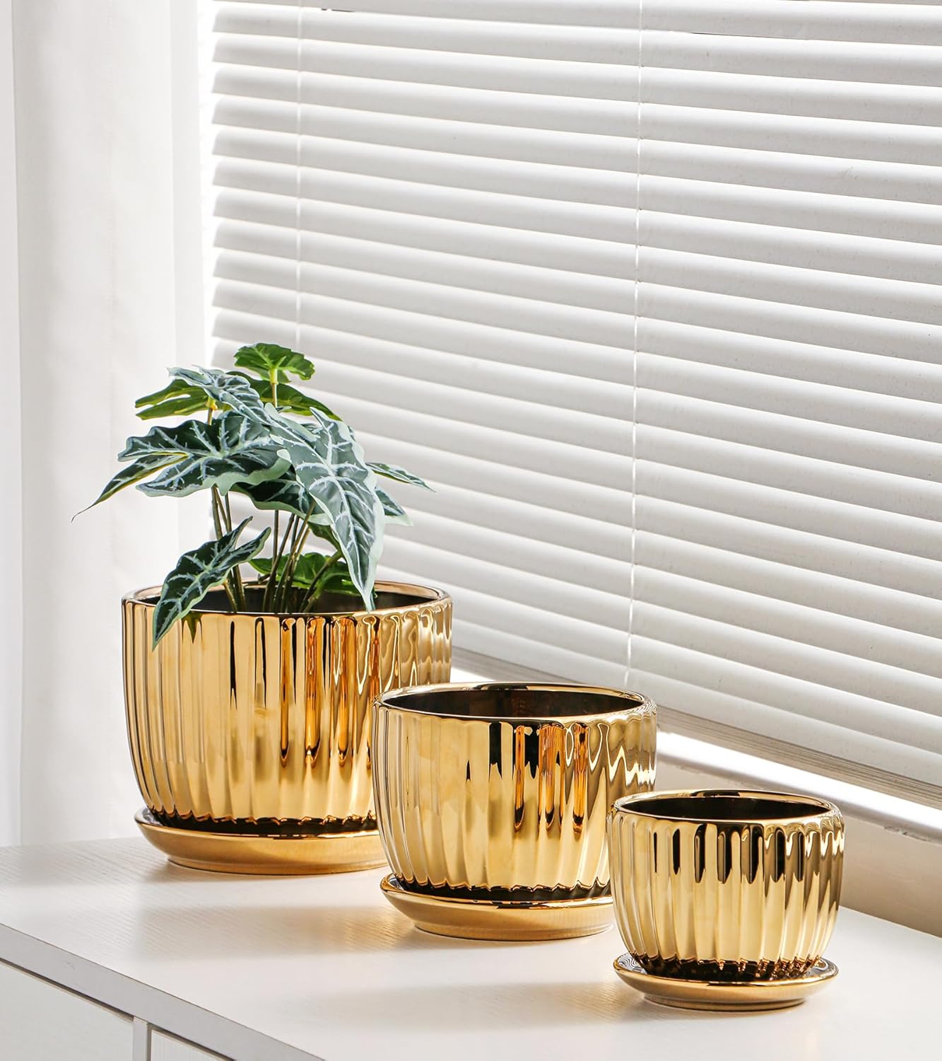 Purilite Select 3-Piece Ceramic Indoor Planter Set