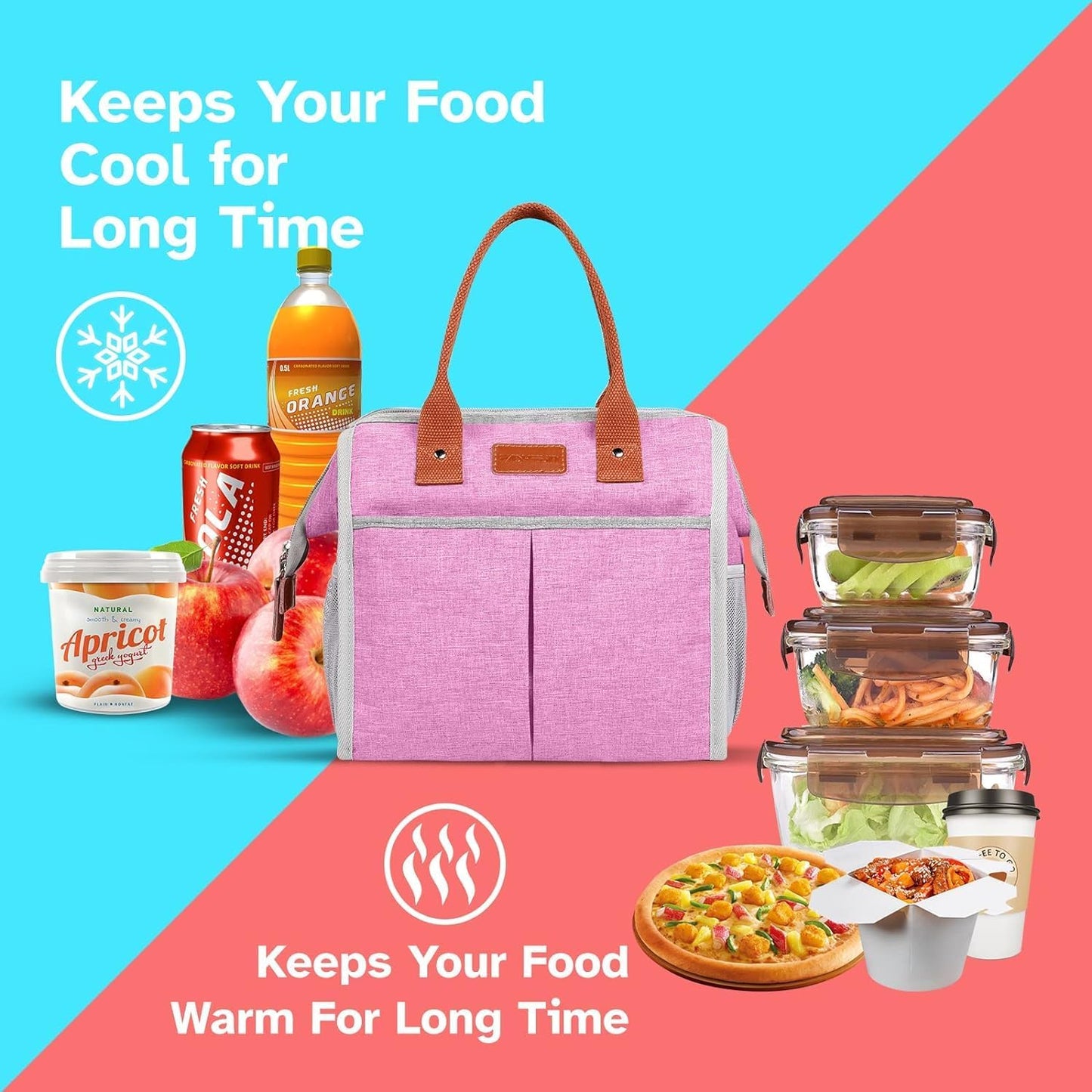 Lunch Bag for Women & Men, Insulated Lunch Box Cooler Tote Bags, Adult Reusable Lunch Boxes with Water Resistant for Work, Travel and Picnic (Grey)
