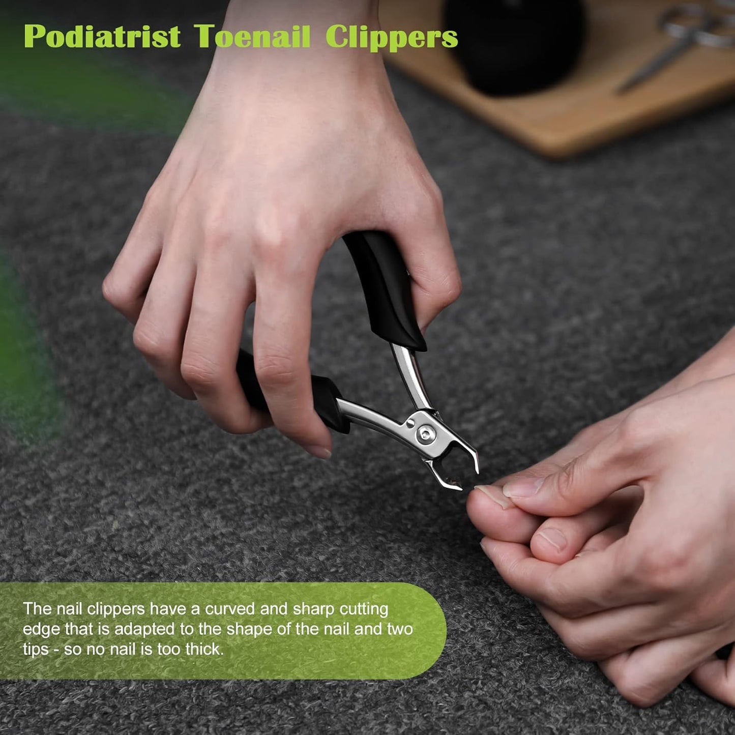 FVION Toenail Clippers for Ingrown Toenail Prevention, Straight Blade Podiatrist Nail Clippers for Thick Nails, Ergonomic Finger Nail Clippers for Adults, Seniors, Men and Women (Black)