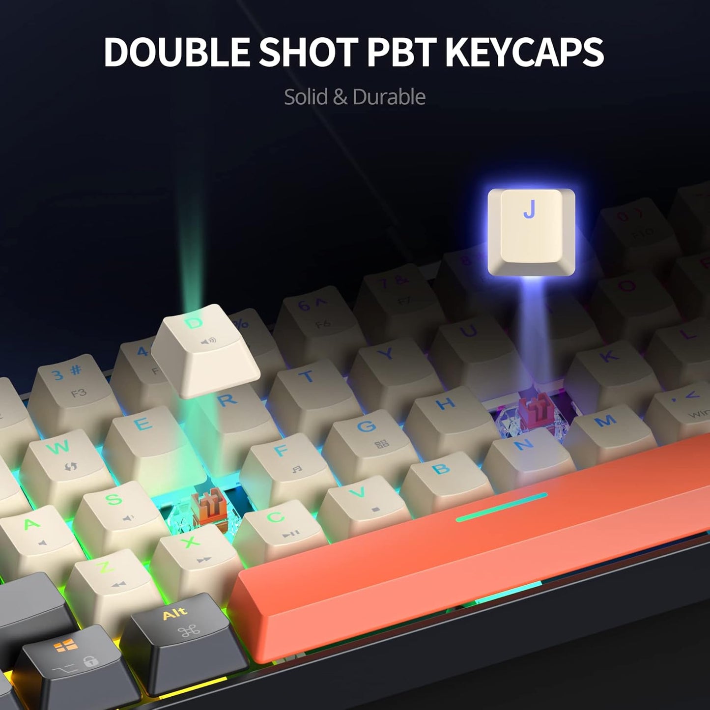 Fogruaden Full Size Mechanical Keyboard, Green Matcha Keyboard, Wired USB 104 Keys RGB Backlit Gaming Keyboard with Number Pad, Red Switches, NKRO Mechanical Keyboard for Windows Laptop PC Gamer