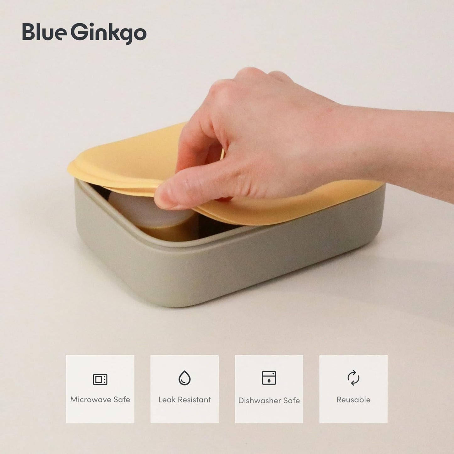 Blue Ginkgo Kids Silicone Lunch Box Set – Durable Heavy-Duty Silicone Bento Box, Microwave, Freezer, Dishwasher Safe – Airtight, BPA Free (Made in Korea, Coral)