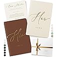 2 Pcs Wedding Vow Books His and Hers Vow Books Vow Notebook for Wedding Vows Journal Wedding Day Officiant Book 5.9 x 3.9 Inch, Bridal Shower Gifts, Wedding Keepsake, 50 Pages/Pcs (White, Brown)