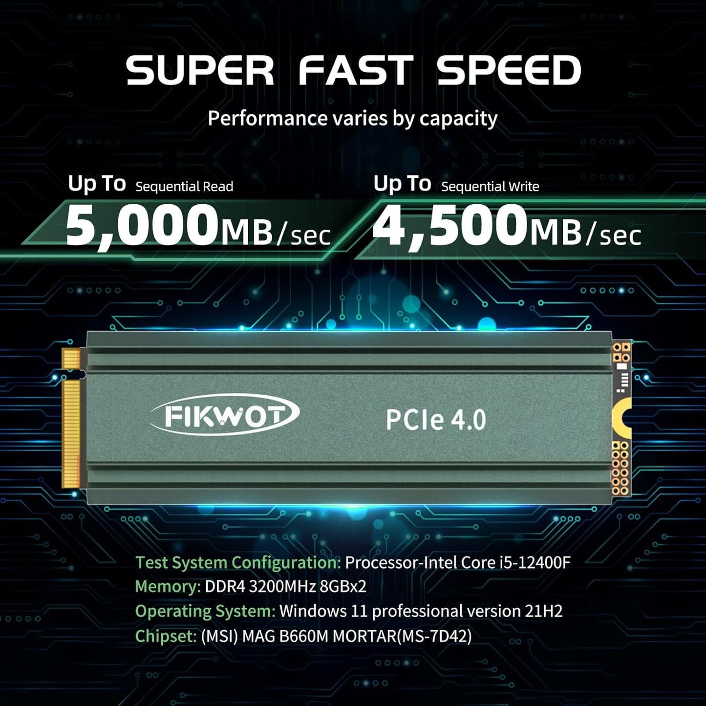 Fikwot FN950 2TB SSD M.2 2280 PCIe Gen4 x4 NVMe 1.4 Internal Solid State Drive - Speeds up to 4800MB/s, Dynamic SLC Cache,Compatible with Laptop,Desktop and Ps5
