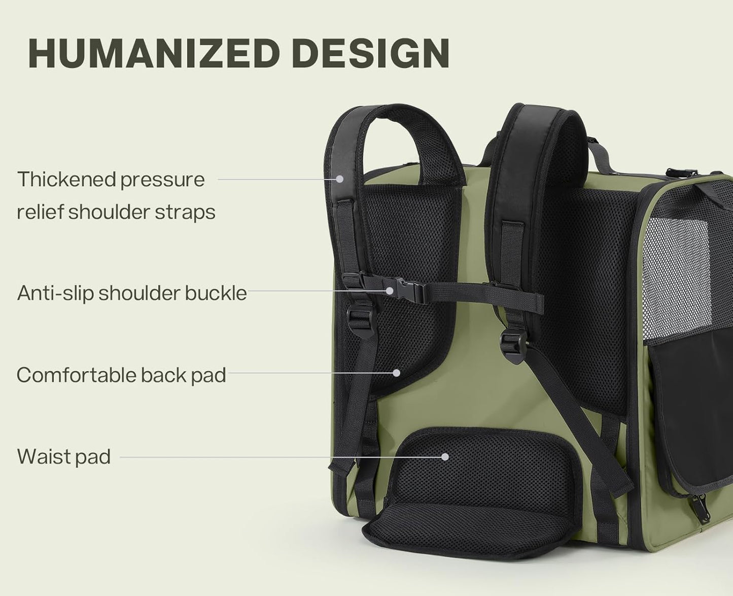 Pecute Cat Backpack, Dog Backpack Carrier with Widened Interior Space,Stable and Secure Pet Car Seat for Sitting and Lying, Breathable Pet Transport Bag Suitable for Hiking, Trekking, Car TravelGray