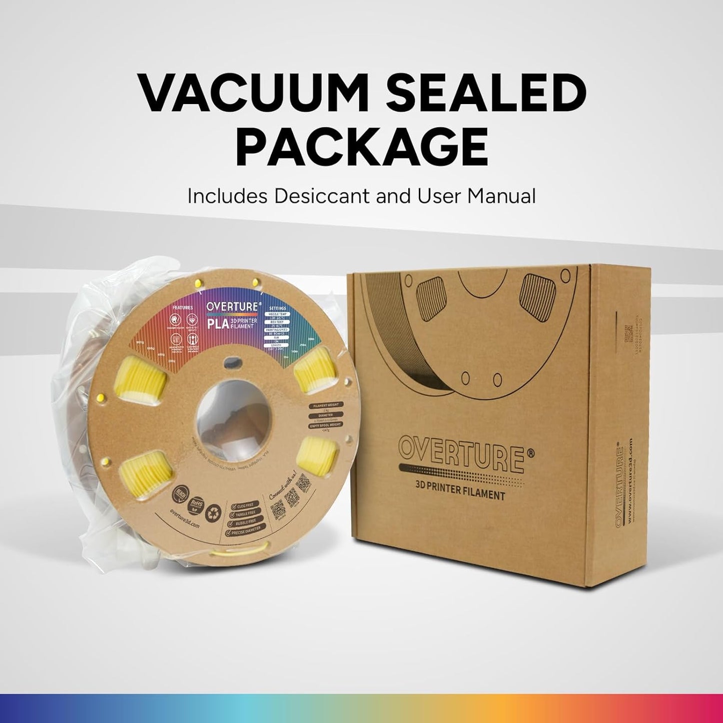 OVERTURE PLA Filament 1.75mm PLA 3D Printer Filament, 1kg Cardboard Spool (2.2lbs), Dimensional Accuracy +/- 0.02mm, Fit Most FDM Printer (Black 1-Pack)