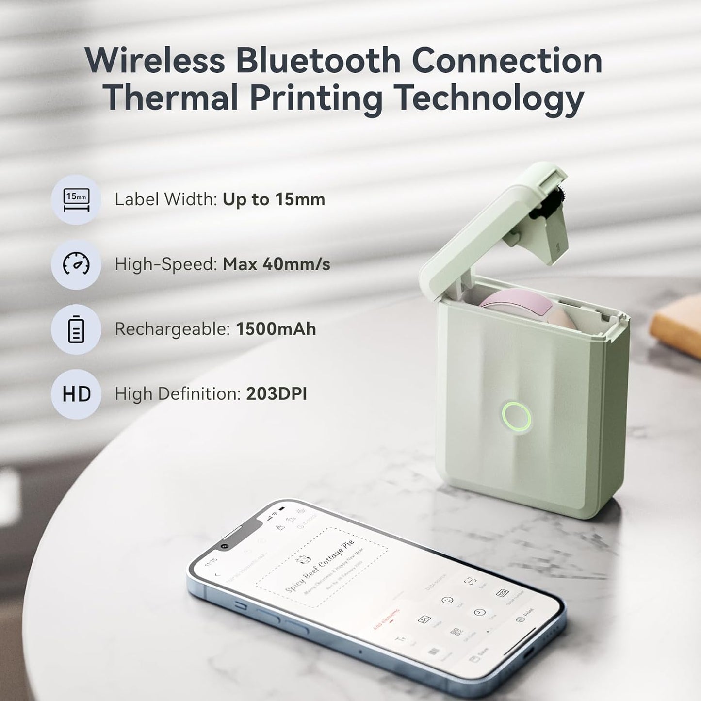 NIIMBOT D110 Mini Label Maker Machine with Tape(Pre-Cut Size 12x40mm), Portable Bluetooth Sticker Printer, Inkless Automatic Feeding One-Touch Custom Printing, Compatible with Phone Only