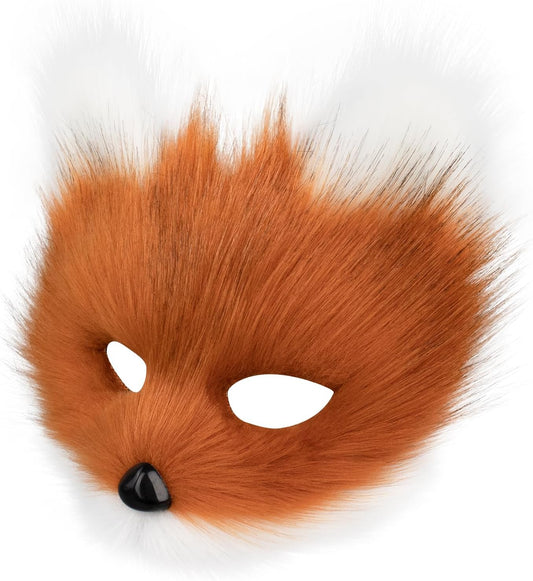 hbbhml Animal Fox Wolf Mask Halloween Party Cosplay Costumes Props Plush Cat Half Face Masks Christmas Masquerade - PuriLite