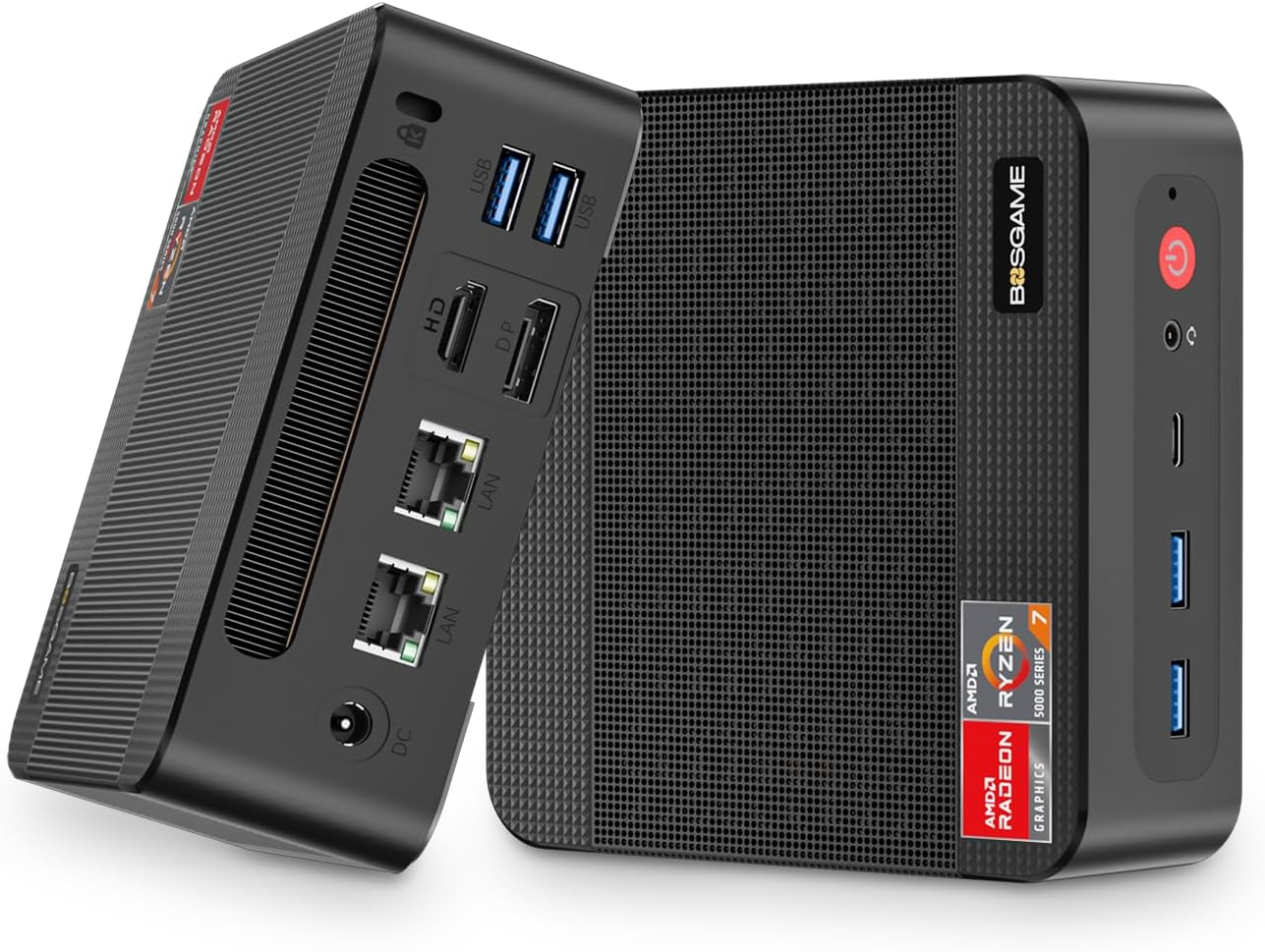 BOSGAME Mini PC P4, Desktop Computers Ryzen 7 5825U PC, Dual LAN Mini Gaming PC,16GB DDR4 RAM, 512GB NVMe SSD, 4K Triple Display, Wi-Fi 6E, Bluetooth 5.2