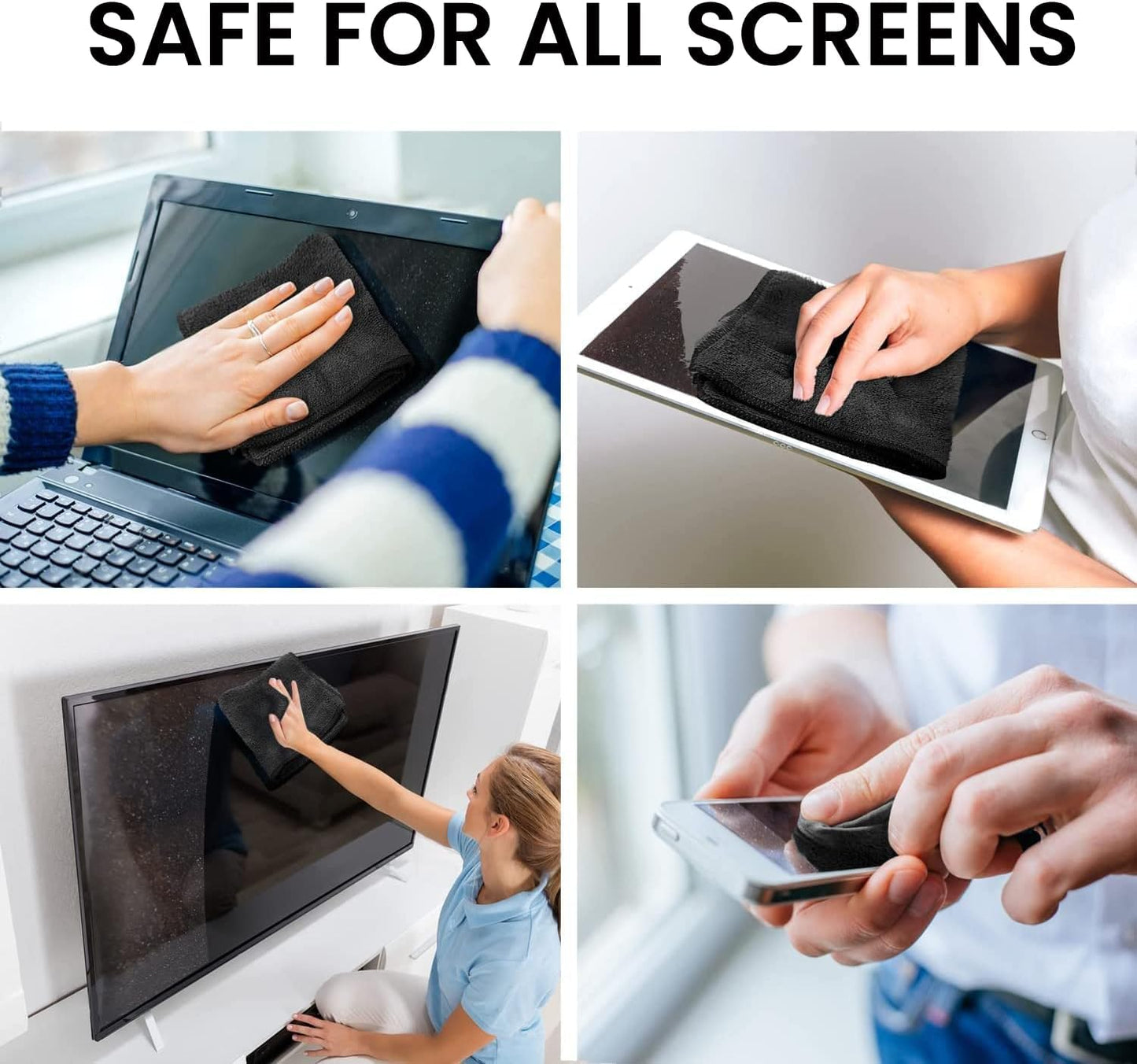 EVEO® Screen Cleaner Spray Kit (Streak-Free) TV Screen Cleaner for Smart TV, LCD, LED, OLED | Computer Spray and Wipe Microfiber Cloth for Monitor, Laptop, iPad, Car & More - 1 Pack