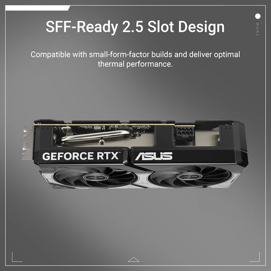 ASUS Dual GeForce RTX™ 5060 Ti 8GB GDDR7 OC Edition (PCIe 5.0, 8GB GDDR7, DLSS 4, HDMI 2.1b, DisplayPort 2.1b, 2.5-Slot Design, Axial-tech Fan Design, 0dB Technology, and More) - PuriLite