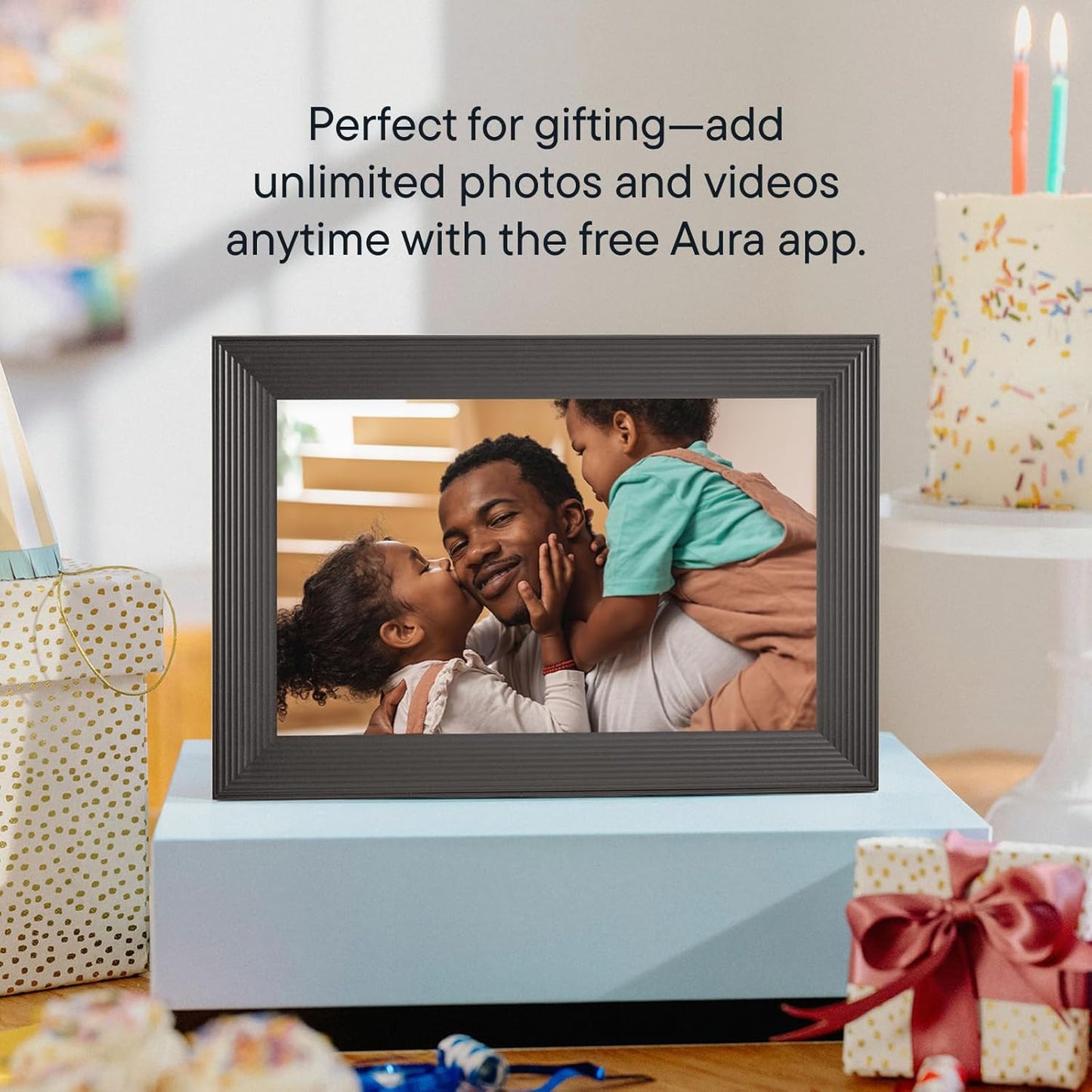 Aura Aspen 12" Digital Photo Frame - Black with Paper Mat