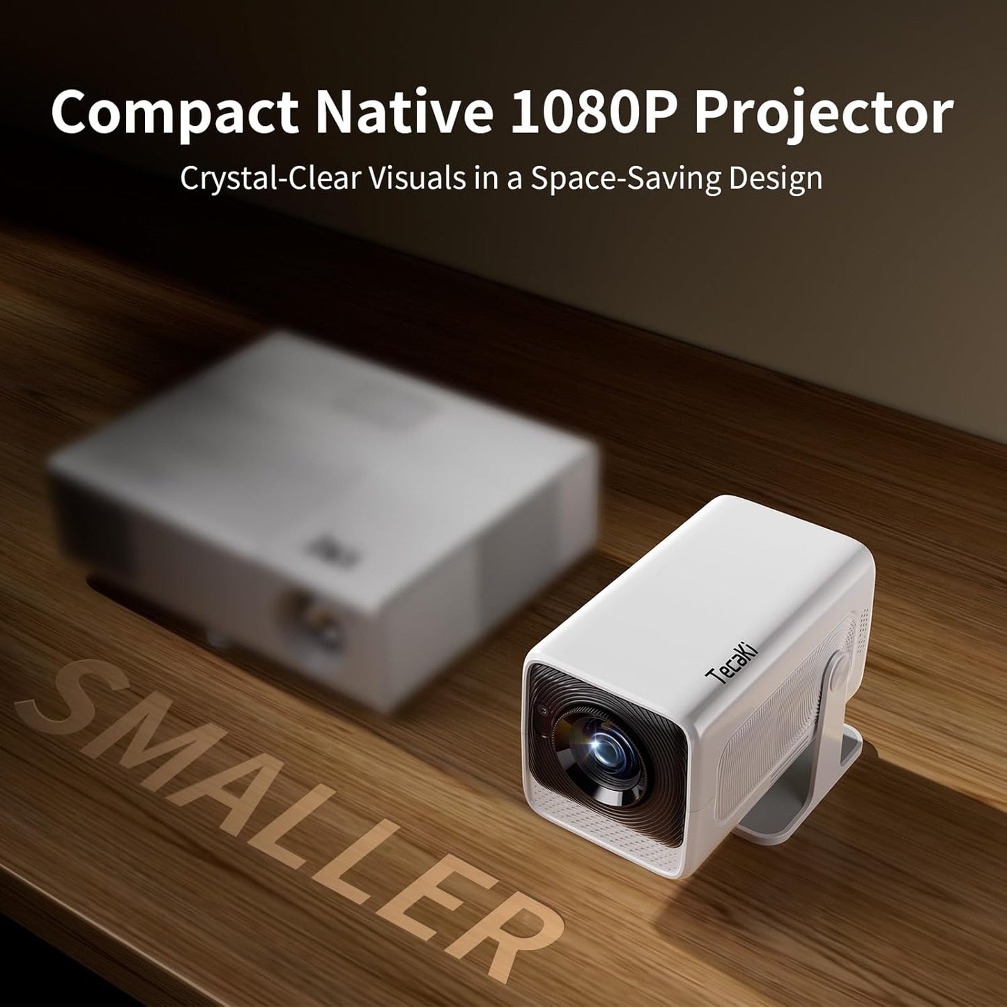 Tecaki Mini Projector Native 1080P, 4K Projector with WiFi and Bluetooth 5.2, Electric Focus & 180° Rotation, Portable Outdoor Projecteur Compatible with HDMI, USB, TV Stick, PS5 for Home, Outdoor Use