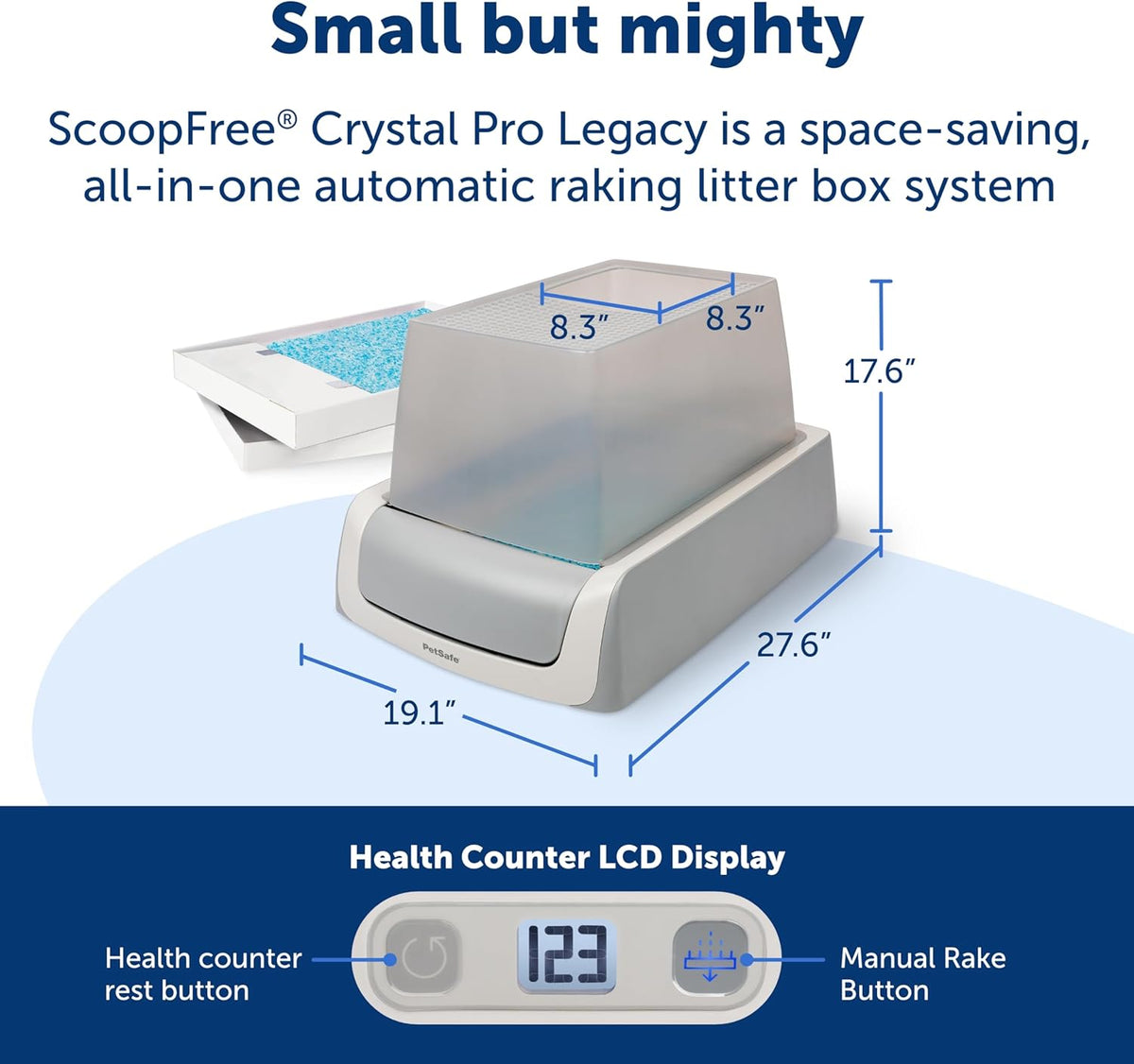 PetSafe ScoopFree Crystal Pro Self-Cleaning Cat Litter Box - Front-Entry - Hands-Free Cleanup with Disposable Crystal Tray - Less Tracking, Better Odor Control - Health Counter Helps Monitor Your Cat - PuriLite