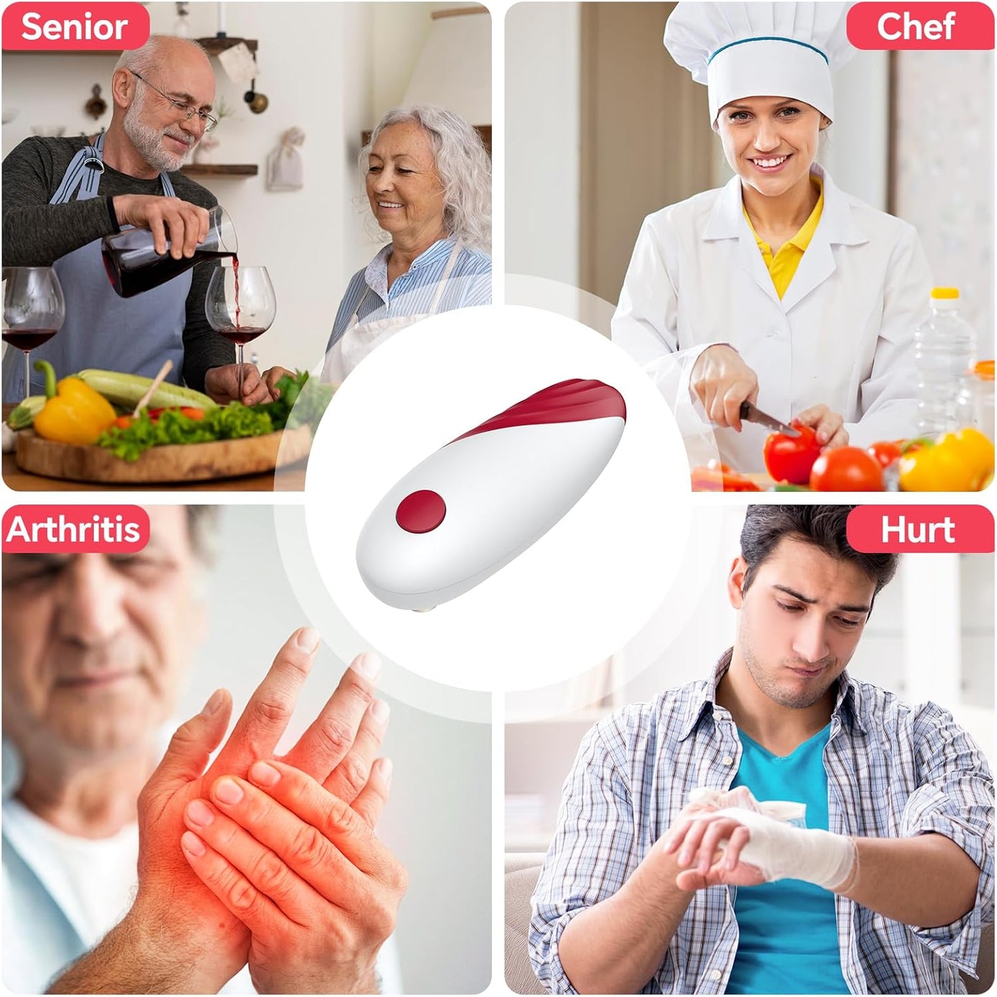 Osnil Rechargeable Electric can Opener for Seniors, Arthritis and Mum Automatic Open Any Size can with Smooth Edge Food-Safe with Rechargeable Battery and USB Cable