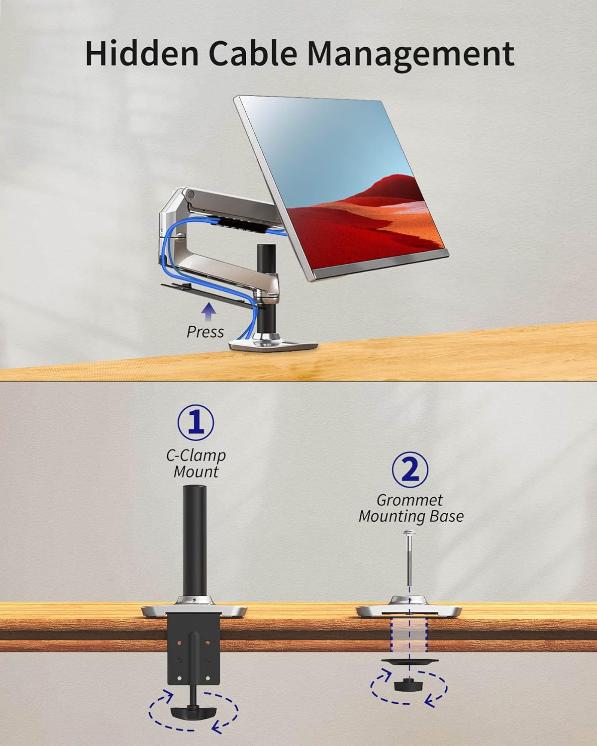 ErgoUnion Dual Monitor Stand for Desk, Vertical Dual Monitor Mount with Wide Range of Motion, Dual Monitor Arm for 17-40" Screen up to 25 lbs Each, Computer Monitor Stand for 2 Monitors - Black