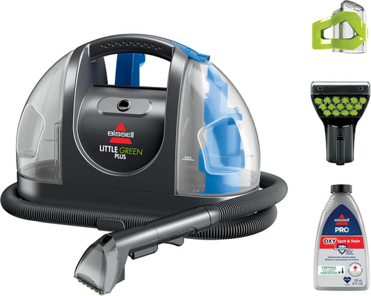 BISSELL - Portable Carpet Cleaner - Little Green Carpet & Upholstery Machine - 48oz Capacity with Stain Brush and self-Cleaning Hydro-Rinse Tool for Home and Automotive use